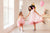 Asimetriskas kleitas rozā krāsā mammai un meitai ''Pamela'' bez piedurknēm