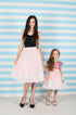 Tulle dresses for mother and daughter "Julia" with pink skirt and white lace edge