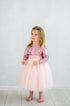 Midi dress for princesses with pink sequin top and long sleeves "Mileena"