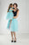 Chunky tulle dresses in turquoise color for mother and daughter 