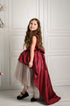 Asymmetric burgundy dress with champagne tulle skirt "Stefania" for girls