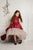 Asymmetric burgundy dress with champagne tulle skirt 