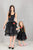 Melns tērpu komplekts mammai un meitai ''Monika'' ar ziedu aplikāciju