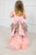 Long princess dress ''Jasmīna'' with pink top and gray/pink tulle skirt