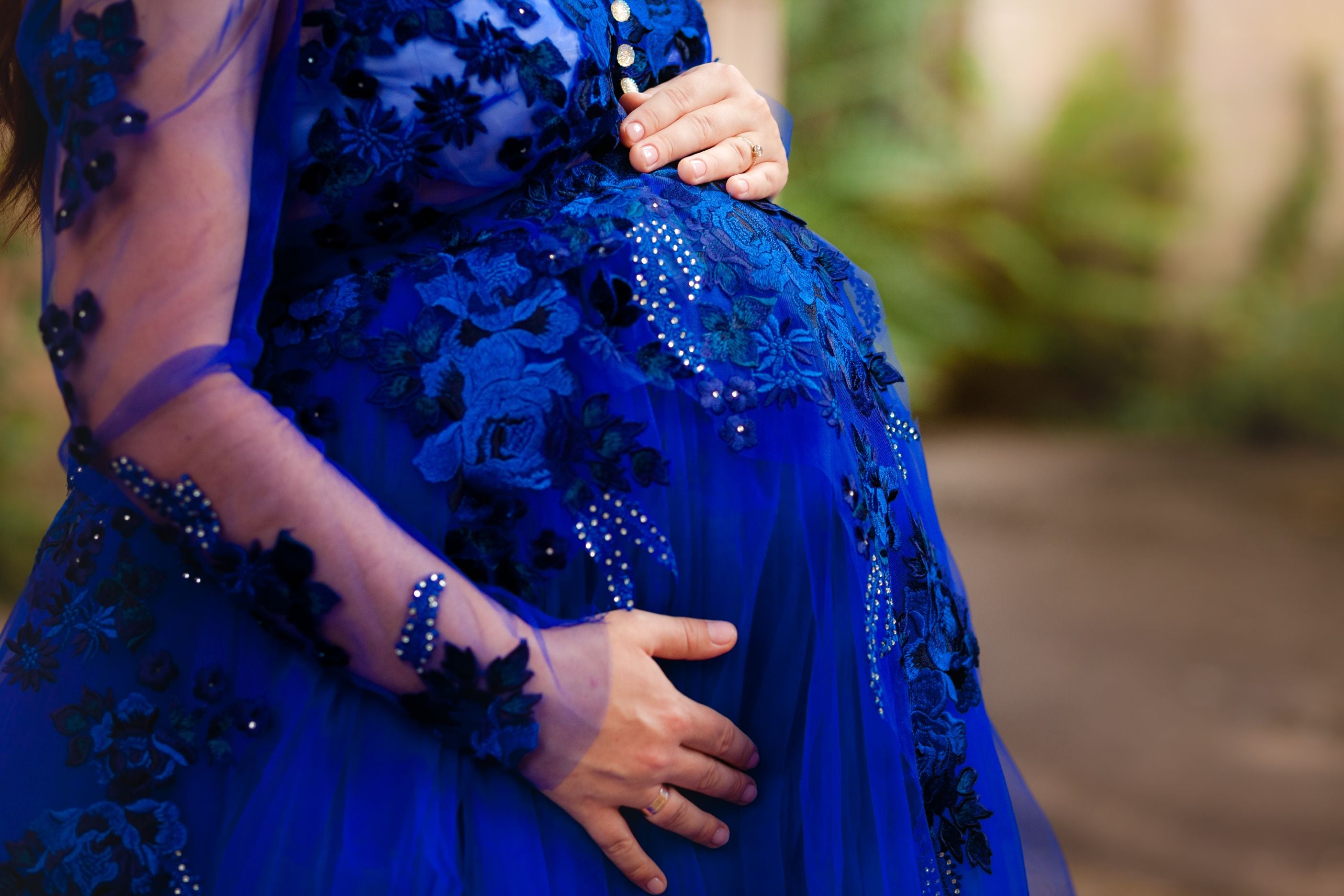 Lace dress for expectant mothers "Stefania" in dark blue color Lace dress for expectant mothers "Stefania" in dark blue color