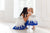 Tutu kleitas mammai un meitai ''Džesika'' baltā krāsā ar zilu mežģīņu apdari