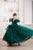 Tulle dress in emerald green color 