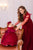 Garas, bordo krāsas kleitas mammai un meitai '' Tifānija'' dekorētas ar pērlītēm un spalvām