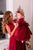 Long, burgundy dresses for mother and daughter 