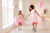 Pink asymmetrical dresses for mother and daughter ''Pamela'' without sleeves