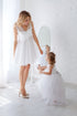 White dresses for mother and daughter "Elizabete" without sleeves