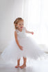 White, asymmetric dress for girls "Elizabete"