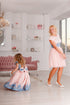 Powder pink tulle dresses for mother and daughter "Jessica" decorated with pearls