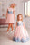Pūderrozā tilla kleitas mammai un meitai ''Džesika'' dekorētas ar pērlēm