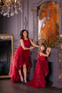 Bordeaux asymmetrical dresses for mother and daughter "Tina"