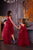 Bordeaux asymmetrical dresses for mother and daughter 