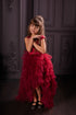 Holiday asymmetric dress for girls "Tina" in burgundy color