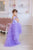 Asimetriska kleita meitenēm violetā lavandu krāsā ''Tīna'' dekorēta ar pērlītēm un ziediem