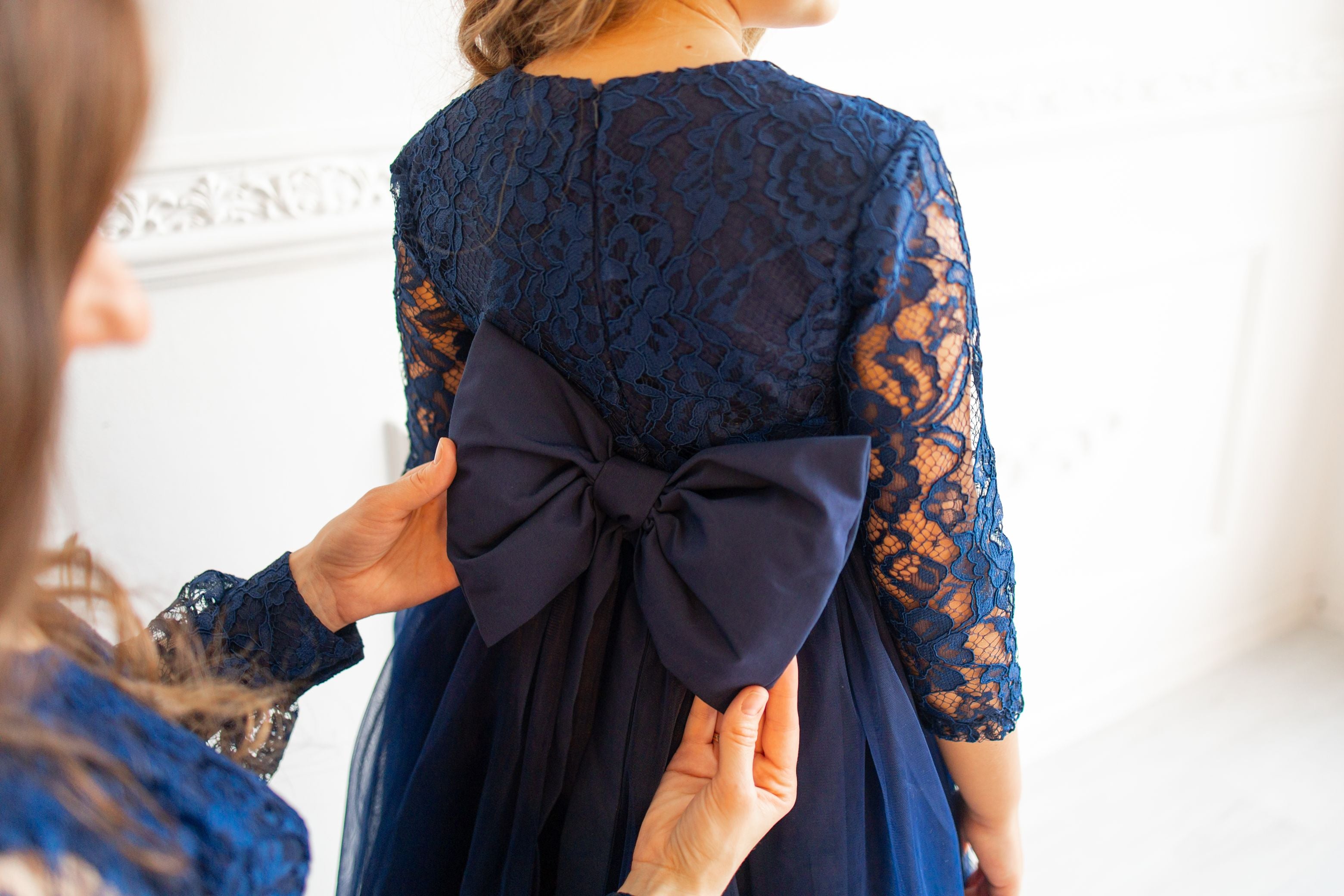 my michelle blue lace dress My Michelle Long Sleeve Lace Sparkly Navy Blue Formal Homecoming Sz 13