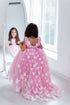 Pink dress with white butterflies and slippers "Claire" for girls