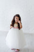 Girl's dress with gold sequins and white tulle skirt "Milena"