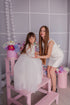 Party dresses for mother and daughter "Kristena" in white color