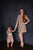 Checkered fabric dress set for mother and daughter 