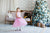 Volānu kleitas mammai un meitai ''Adrija'' baltā un rozā krāsā