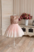 Short dress for girls "Julia" with gold sequins and pink tulle skirt