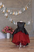 Black, asymmetric dress with burgundy tulle skirt "Stefania" for girls