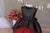 Black, asymmetric dress with burgundy tulle skirt 