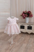 Girls dress with V-neckline in the back ''Kamilla'' with pink lace
