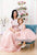 Blush pink mommy and me tutu maxi dresses with V open back - Matchinglook