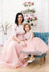 Tulle dresses for mother and daughter "Patricia" in light pink color