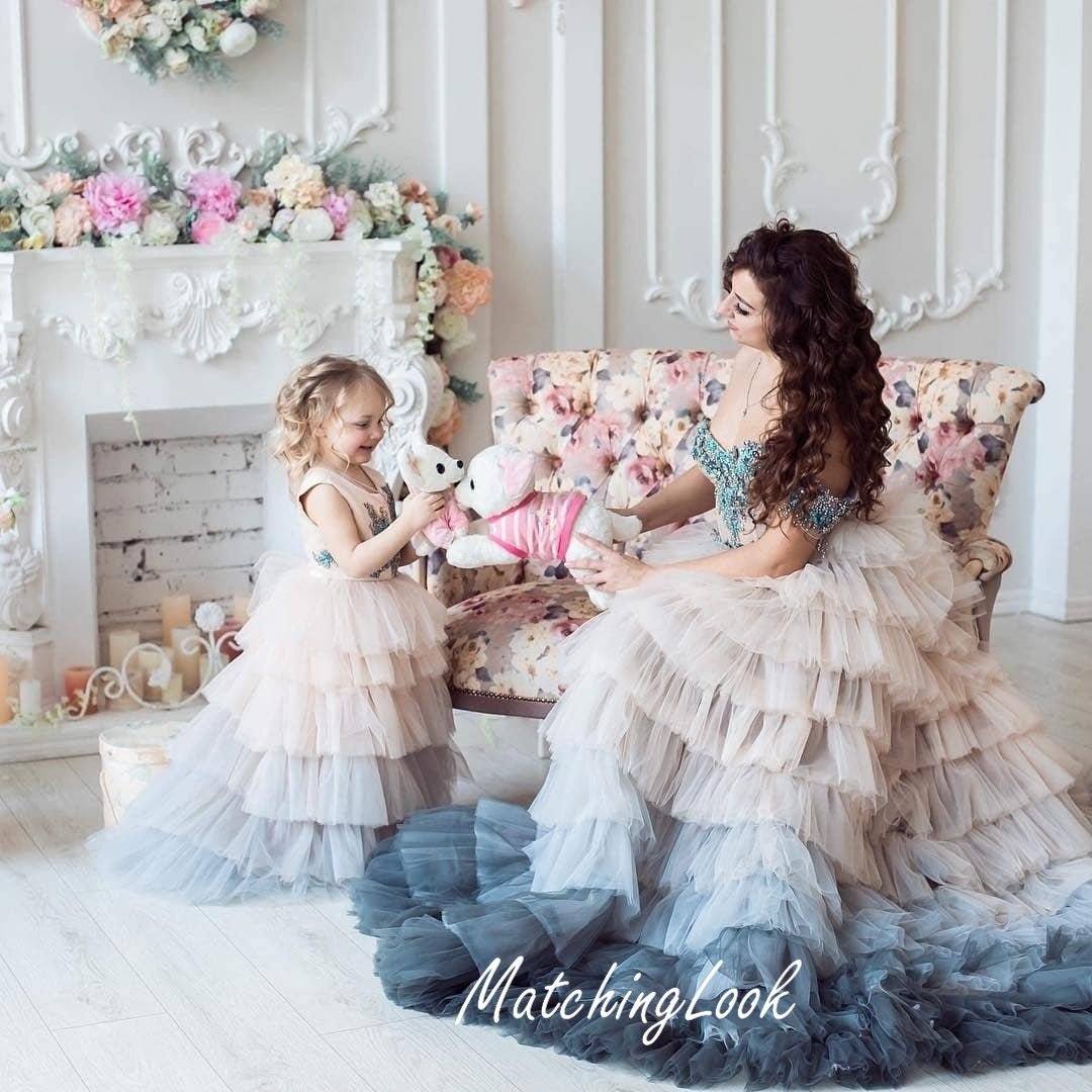 Matchinglook Couture Mommy and Me Ombre Wedding Dress