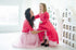 Set of dresses for mother and daughter with bright pink lace and pink tulle skirt "Santa"