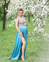 Blue silk dress "Matilde" for expectant mothers