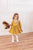 Meiteņu kleita sinepju krāsā ''Barbara''  kokvilnas auduma un dekorēta ar mežģīnēm