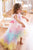 Colorful, asymmetric tulle dress 