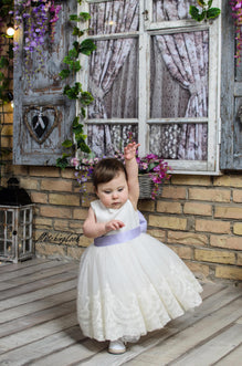 white birthday dress for baby Girls tulle dress without sleeves "Julia" in white color