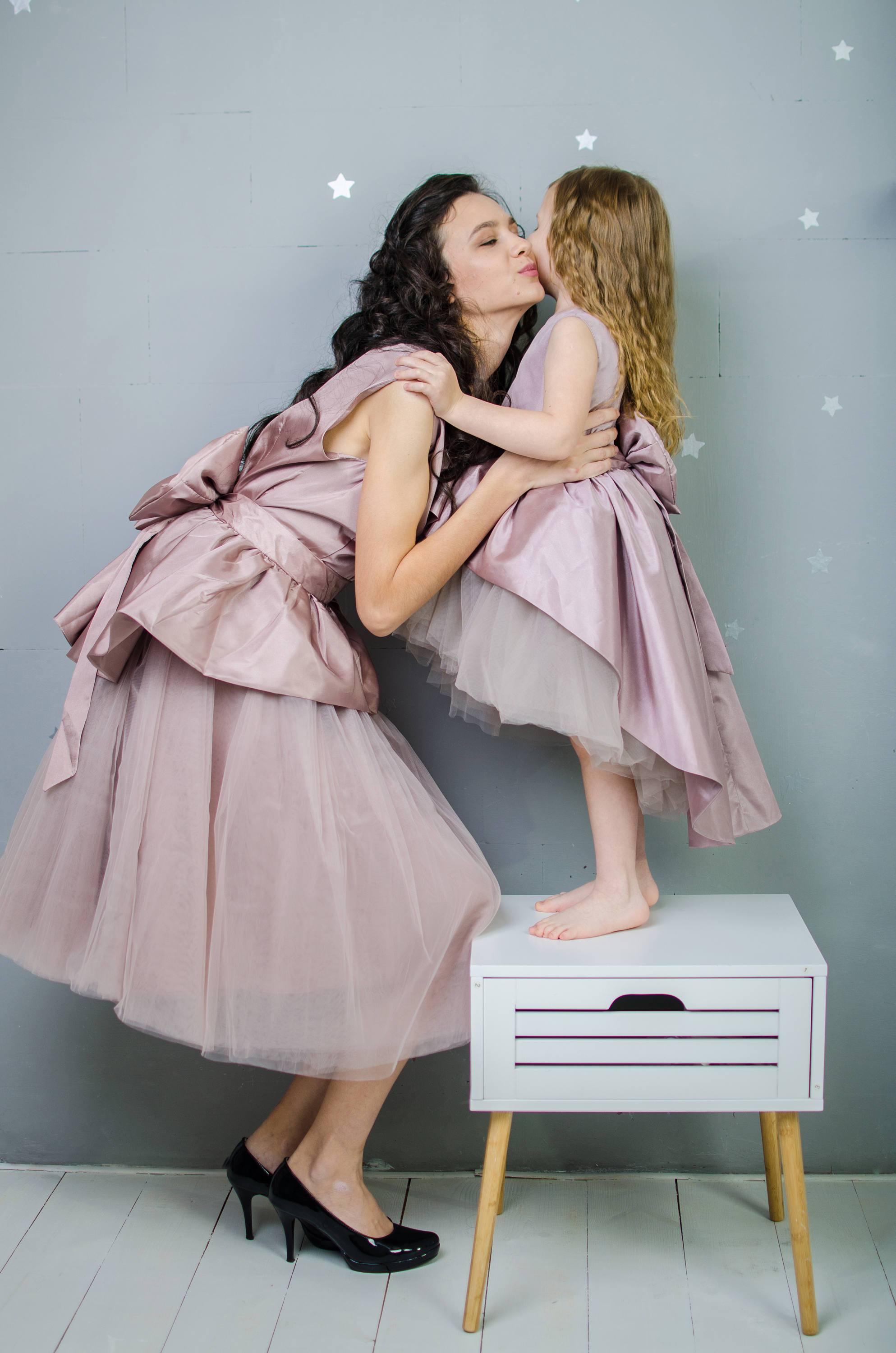 Set of dresses for mother and daughter "Stefania" made of tulle and ta Set of dresses for mother and daughter "Stefania" made of tulle and ta