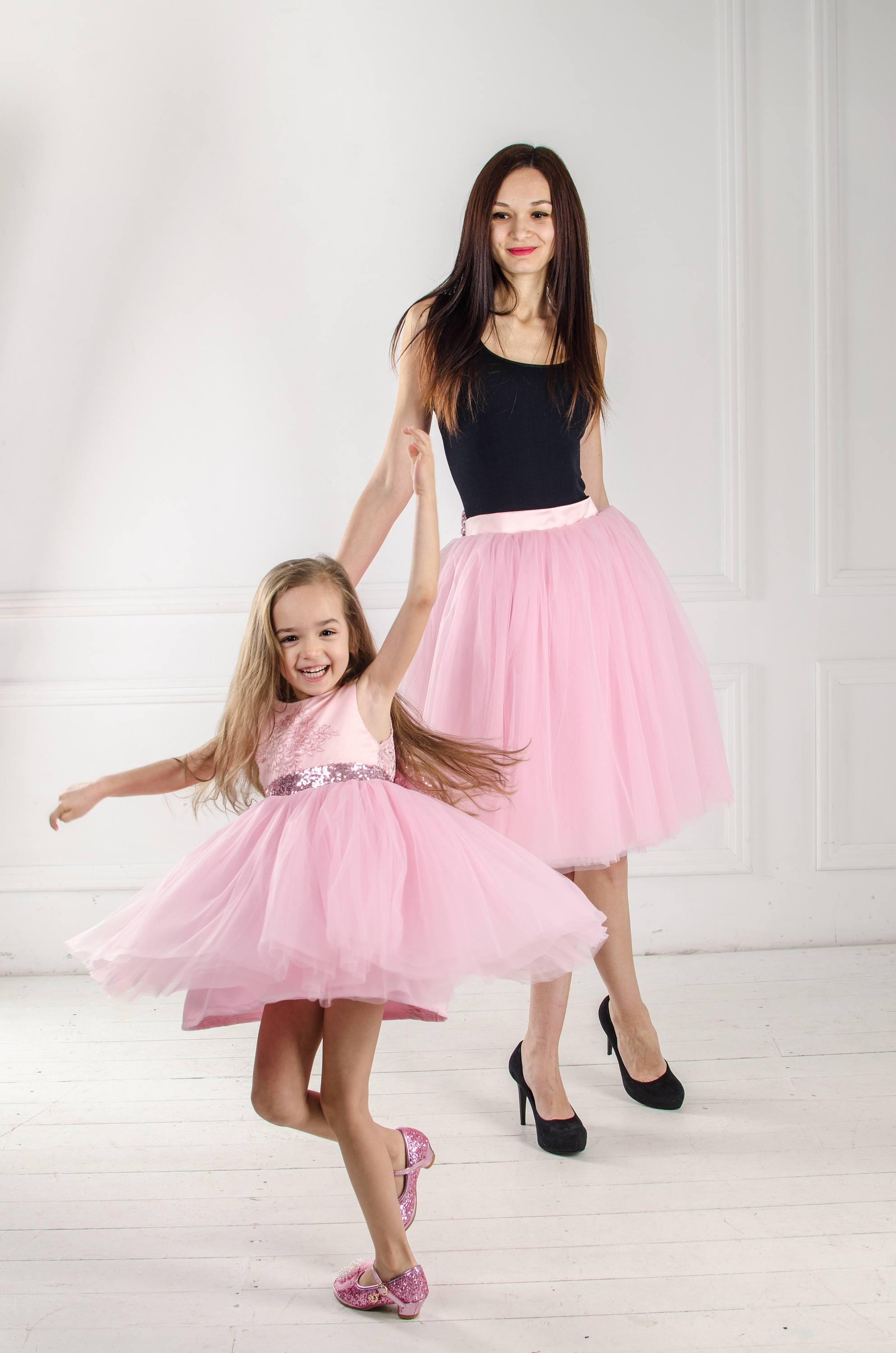 mother daughter pink dresses Eyelet Ruffle Dress
