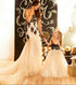 Champagne colored dresses for mother and daughter "Izabella" decorated with black lace