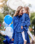 Dark blue lace dresses for mother and daughter "Raina" with long sleeves