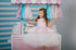 Long tulle dress for girls "Leila" in pink color with white tulle skirt