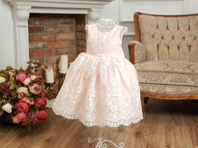 Chunky lace dress for girls ''Kamilla'' in powder pink color
