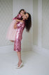 Pink sequined dresses for mother and daughter for the Milena holiday