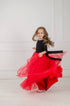 Black lace and red tulle dress for girls "Kristena"