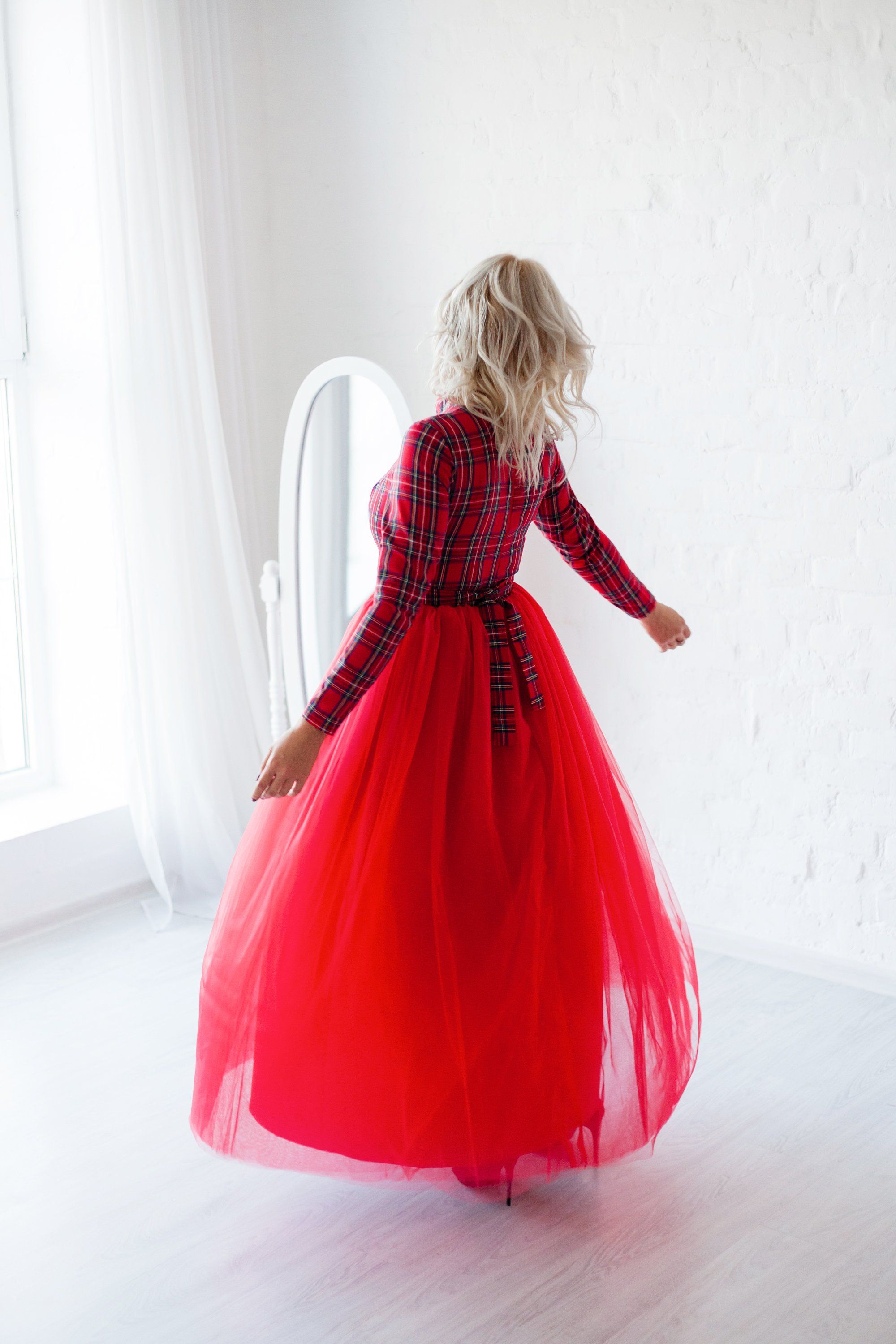 maxi long sleeve tutu dress Tulle Maxi Dress with Leather Top David's Road US