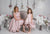 Asimetrisku kleitu komplekts mammai un meitai ''Pamela'' pūderrozā krāsā